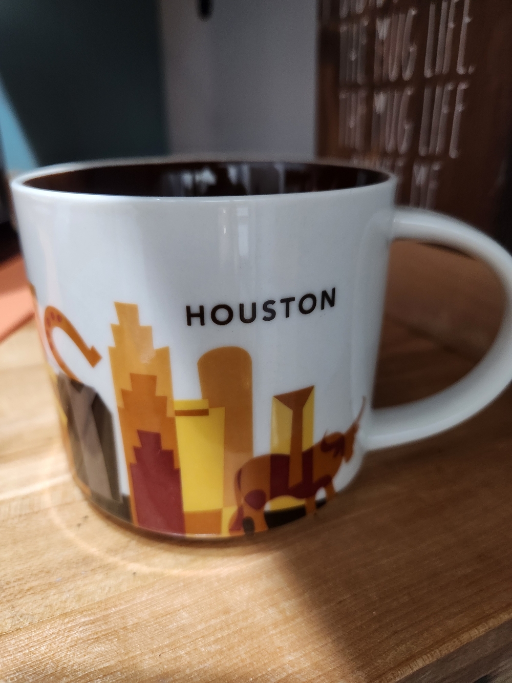 Houston City Graphic Ceramic Mug - White and Brown